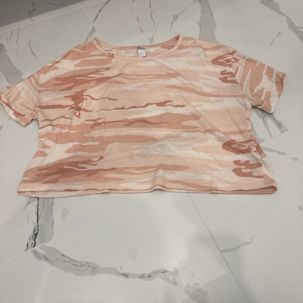 Pink and Cream Camouflage Crop Top